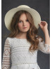 Pearls Beaded Ivory Lace Satin Floor Length Flower Girl Dress